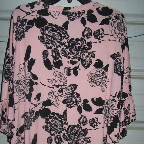 Plus Size 3x/4x Glitzy Girlz Pink Floral Blouse top shirt womens pretty summer - Picture 5 of 6